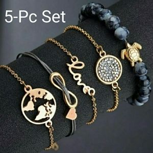 NEW 5-Pc Sea Turtle Bracelet Set